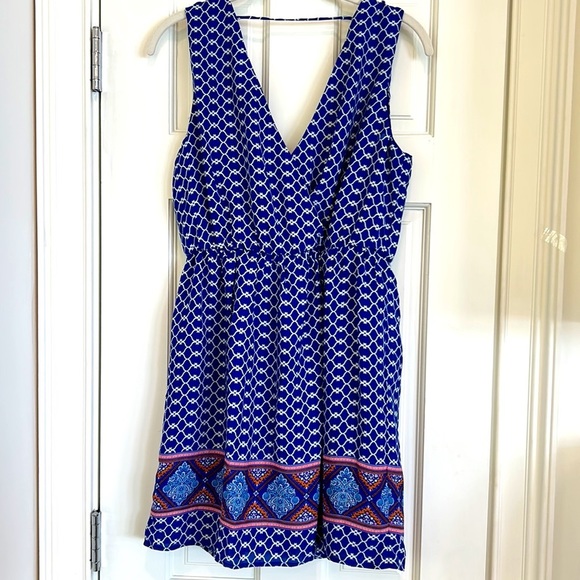 One Clothing Los Angeles Cobalt Blue V Neck Mini Dress sz.Medium - Picture 4 of 8